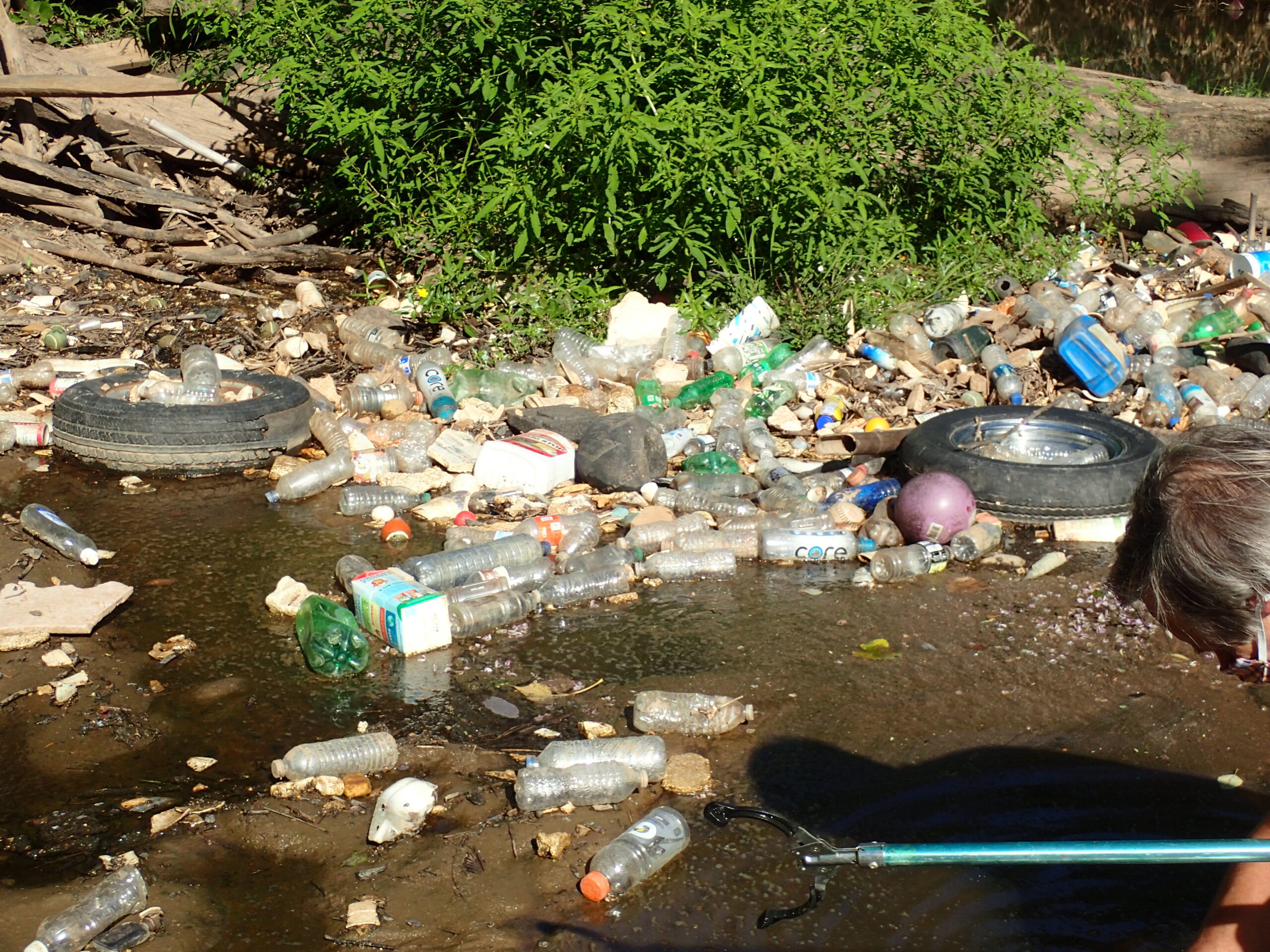 Trash in creek.